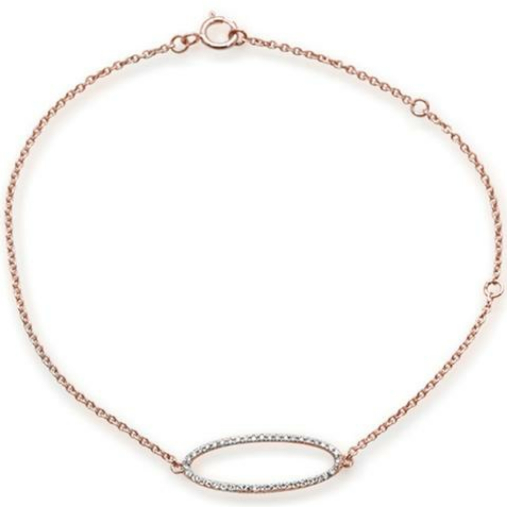 .09ct 14kt rose gold diamond trendy oval bracelet